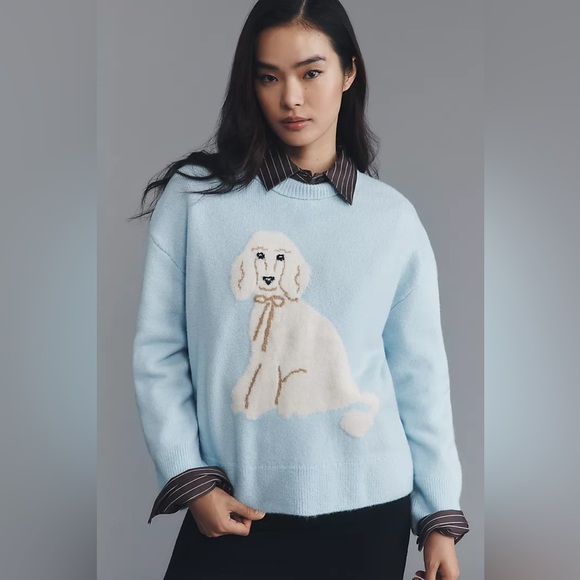 Maeve Sweaters - New Anthropologie x Maeve Crew Neck Poodle Dog Icon Pullover Sweater sz XS